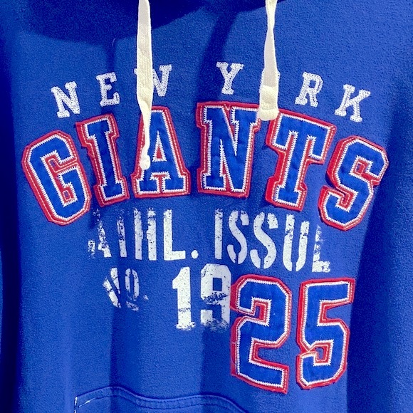 Vintage Style NFL New York Giants Embroidered Logos Blue Hoodie Men's Size XL !! - Picture 2 of 8